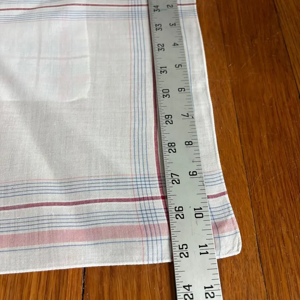 Vintage Plaid Cotton Handkerchief Set Pink Blue 11x11